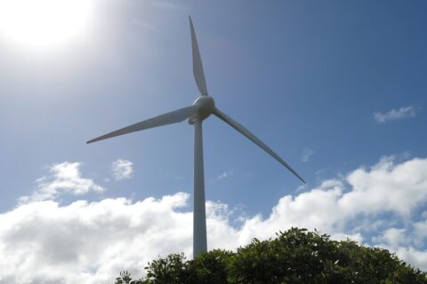 Looking up at the turbine